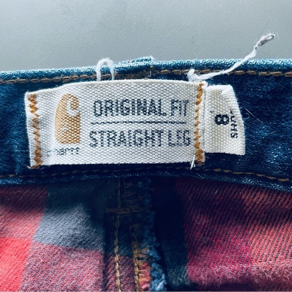 Carhartt Flannel-Lined Straight Leg Jeans – Blue Denim, Size 8 Short - Picture 8 of 14